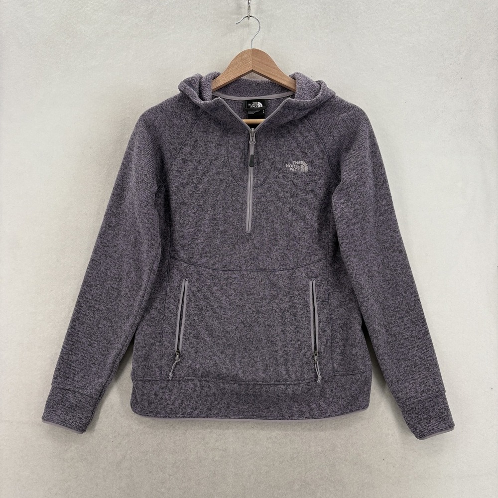 The North Face Crescent Hooded Pullover Womens Small Purple Fleece 1/4 Zip Trail
